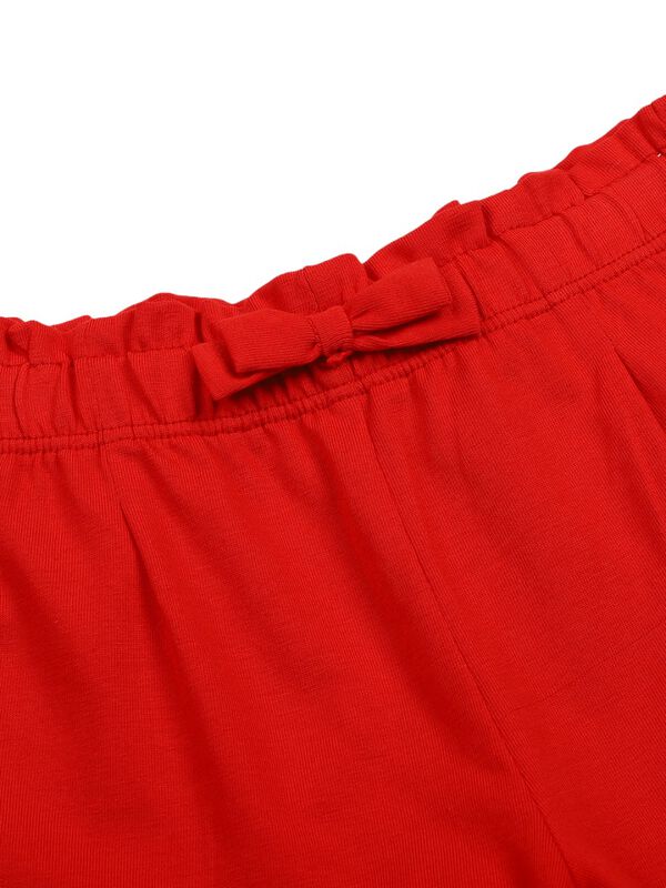 Girls Solid Medium Red Short Knitted Trouser image number 2
